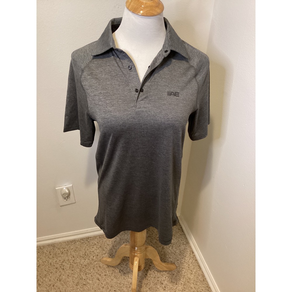 American Eagle AE‎ Mens Heather Gray Textured Polo Shirt Short Sleeve Casual